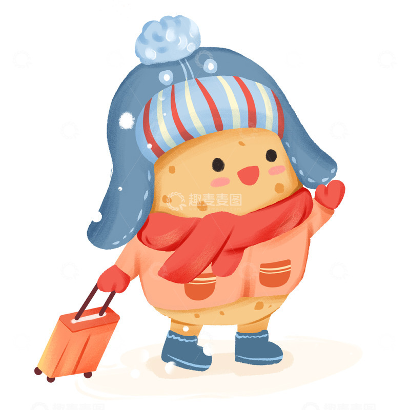 源文件下载【趣麦麦图】-手绘卡通拟人土豆外出旅行