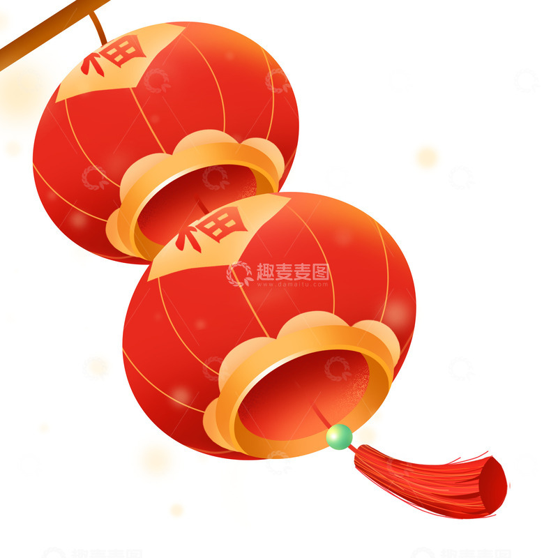 源文件下载【趣麦麦图】红色喜庆中国风红灯笼装饰插画元素