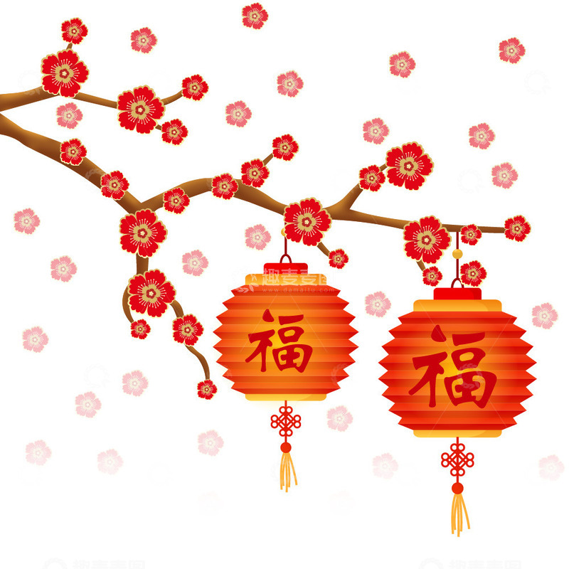 源文件下载【趣麦麦图】梅花 灯笼 装饰