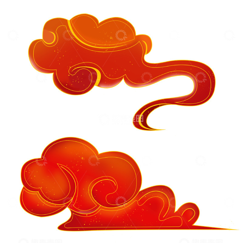 源文件下载【趣麦麦图】红色祥云中国风装饰元素