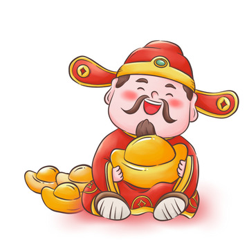 抱着元宝的财神爷