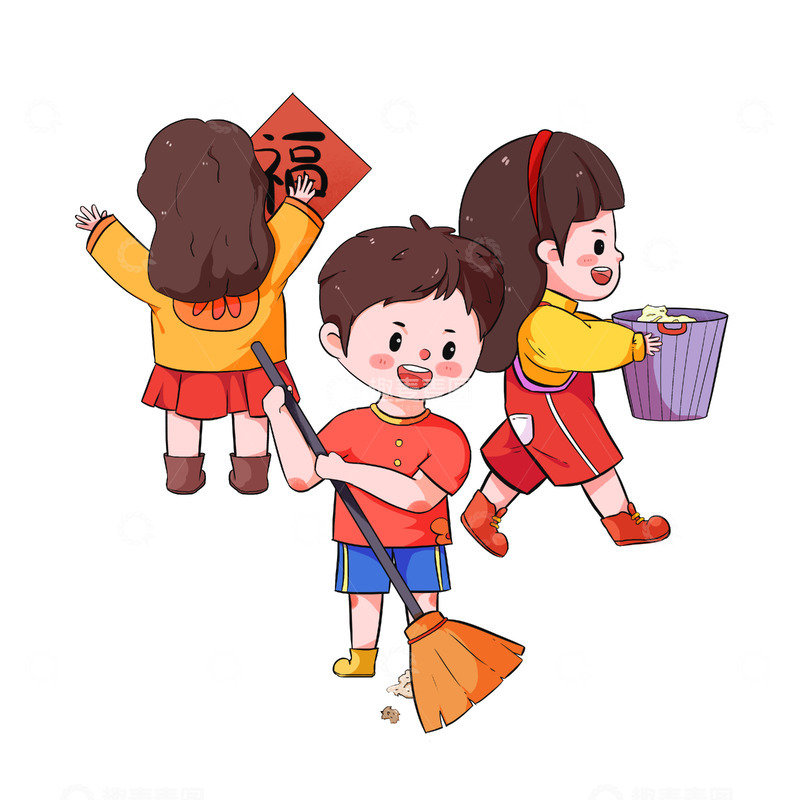 源文件下载【趣麦麦图】春节小年扫尘习俗