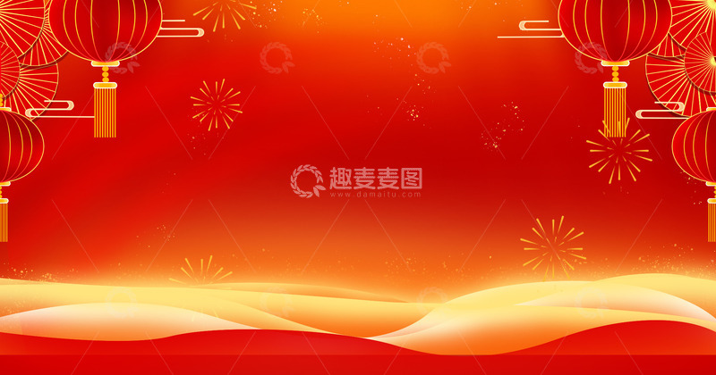 中国风国潮红色灯笼新春活动促销装饰背景