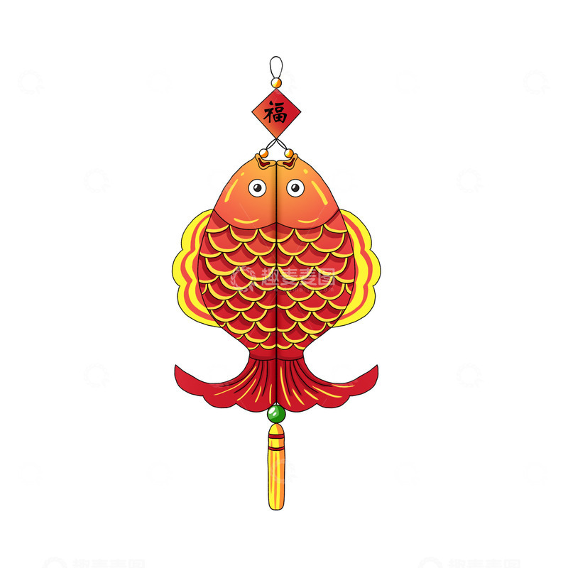 源文件下载【趣麦麦图】春节红色挂件鱼喜庆福袋福字