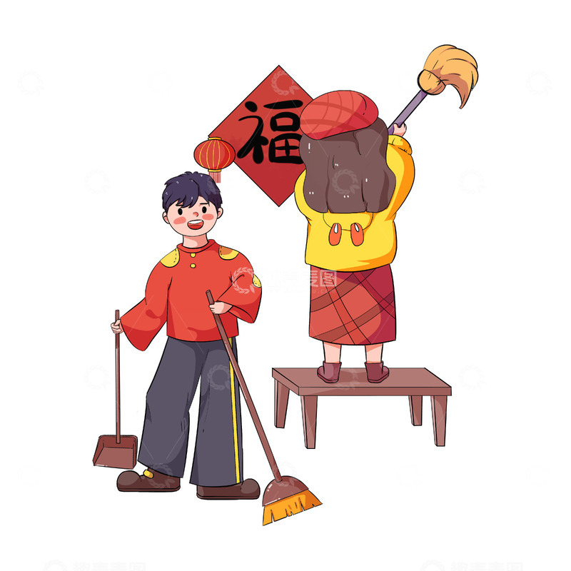 源文件下载【趣麦麦图】小年扫尘习俗