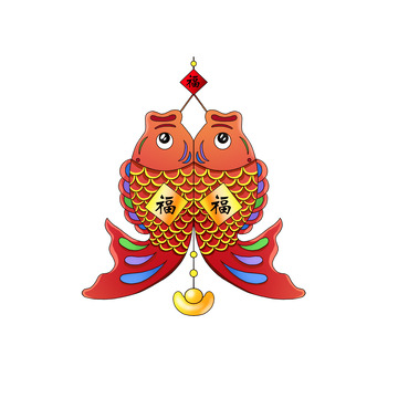 春节挂件红色鱼喜庆福袋福字