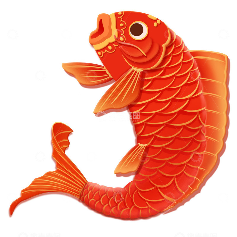 源文件下载【趣麦麦图】剪纸风微粒体锦鲤