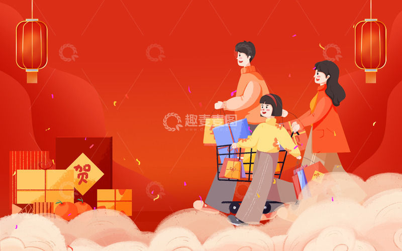 源文件下载【趣麦麦图】喜庆年货节买年货