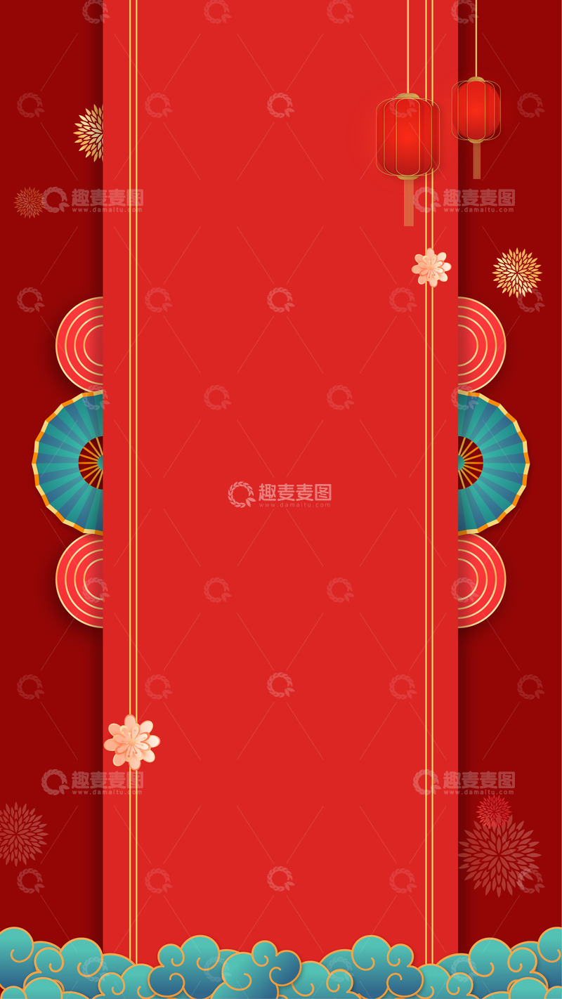 源文件下载【趣麦麦图】新年龙年海报中国风红色背景