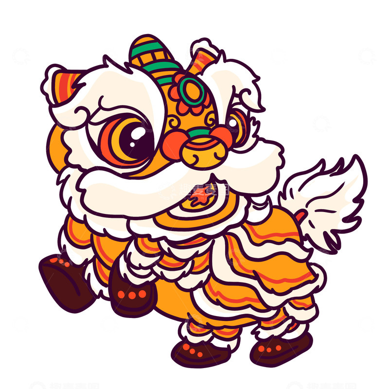 源文件下载【趣麦麦图】新年舞狮子PNG素材