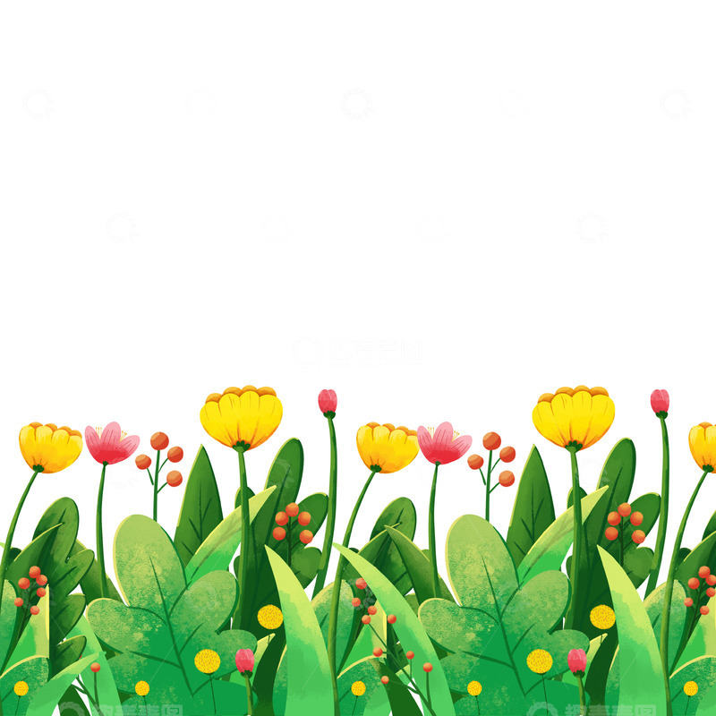 源文件下载【趣麦麦图】春季春天绿色清新花草手绘卡通