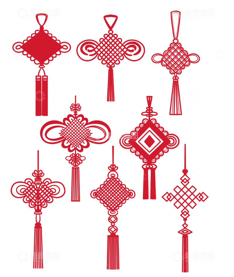源文件下载【趣麦麦图】中国红中国结元素