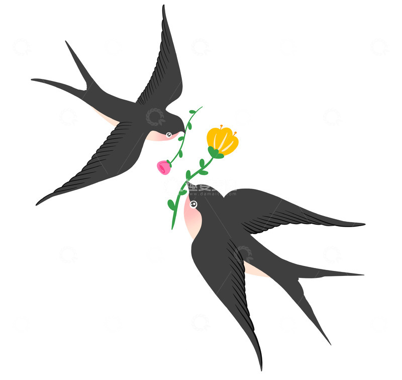 源文件下载【趣麦麦图】春天扁平风可爱燕子