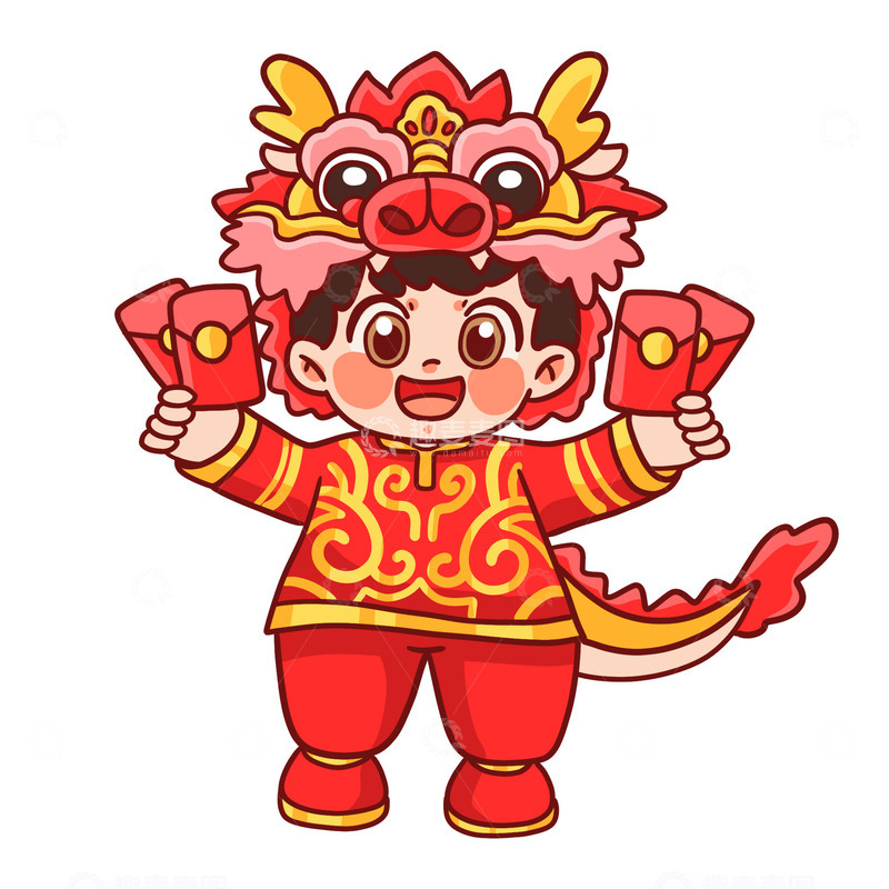 源文件下载【趣麦麦图】龙年变装福娃发红包素材