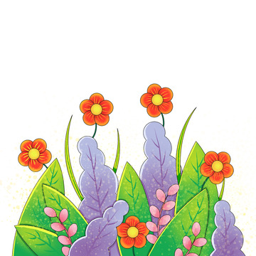 植物装饰绿色春天花草自然