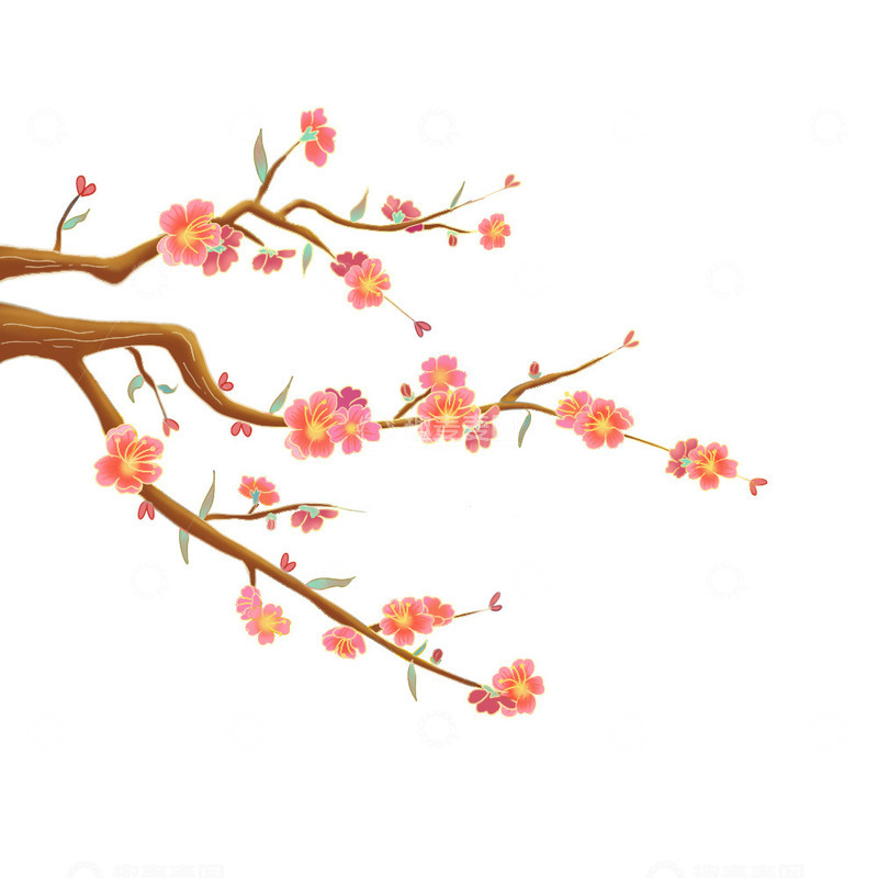 源文件下载【趣麦麦图】春天国潮桃花