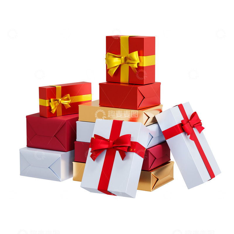 源文件下载【趣麦麦图】节日礼物庆典礼盒堆3D促销元素