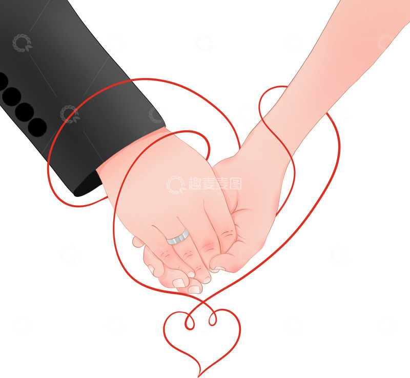 源文件下载【趣麦麦图】情人节手势爱心情侣浪漫牵手