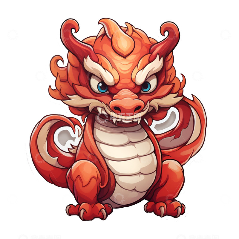 源文件下载【趣麦麦图】可爱的中国龙卡通贴纸