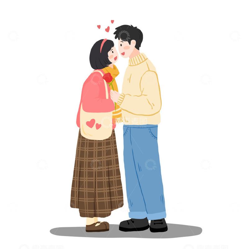 源文件下载【趣麦麦图】情人节情侣送花