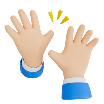 3D立体卡通手掌拍手鼓掌击掌手势