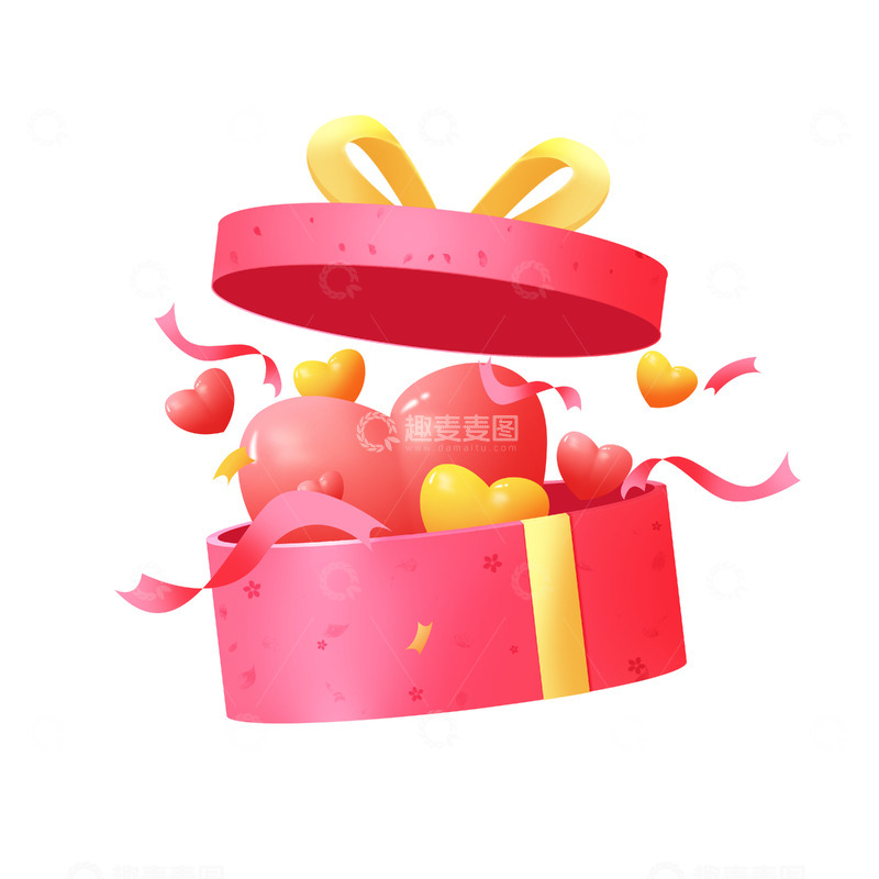 源文件下载【趣麦麦图】情人节浪漫爱心礼盒礼物