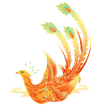 国潮凤凰祥云插画元素