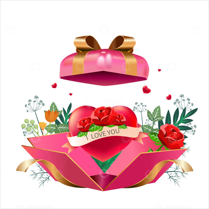 源文件下载【趣麦麦图】爱心情人节创意礼盒
