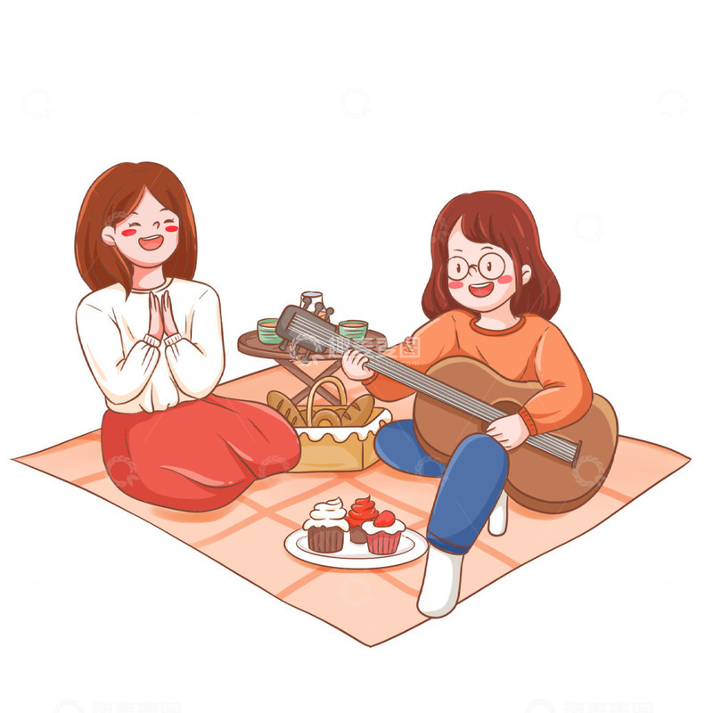源文件下载【趣麦麦图】户外露营野餐人物插画元素