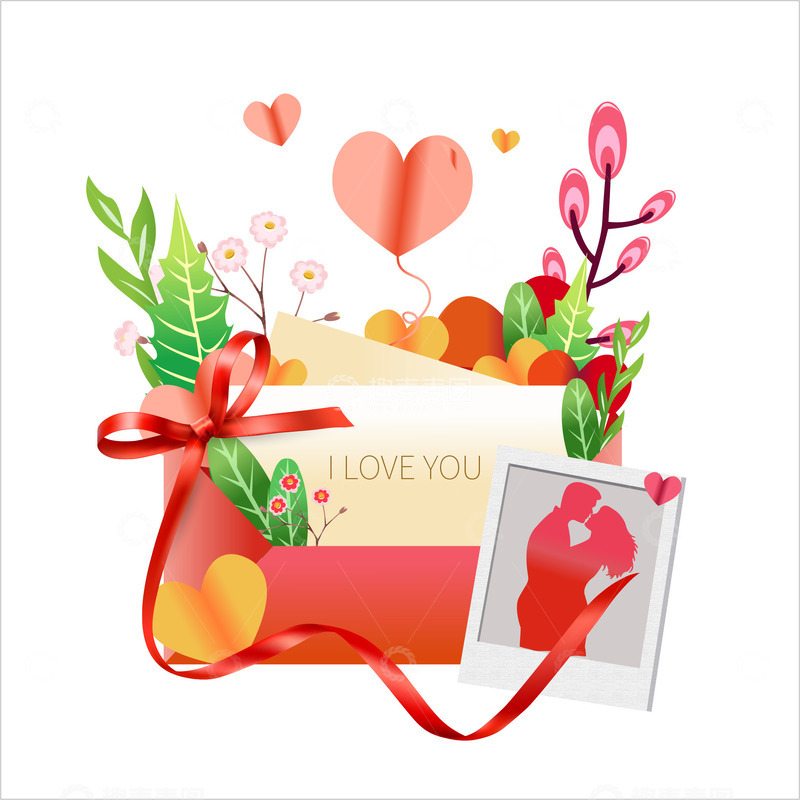 源文件下载【趣麦麦图】情人节浪漫信封卡片