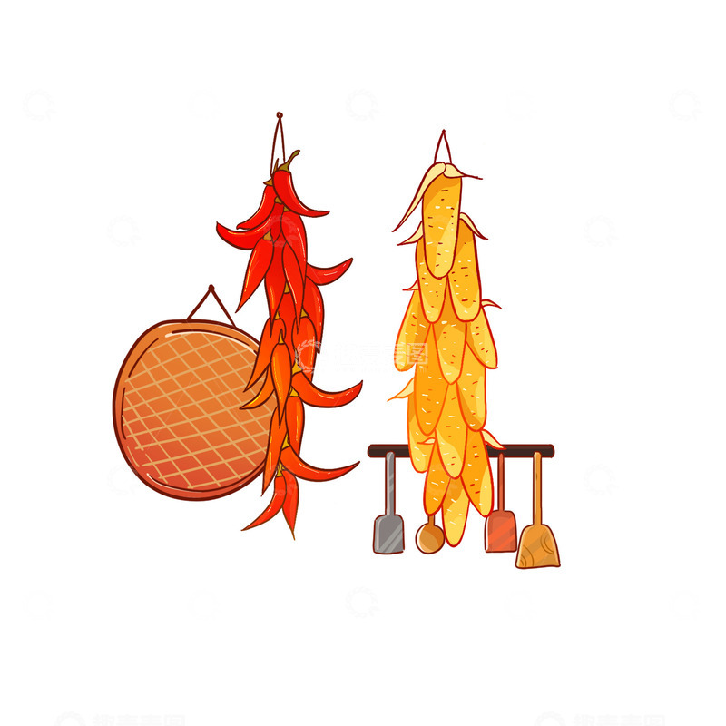 源文件下载【趣麦麦图】辣椒玉米元素插画