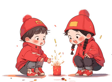 春节孩子点爆竹