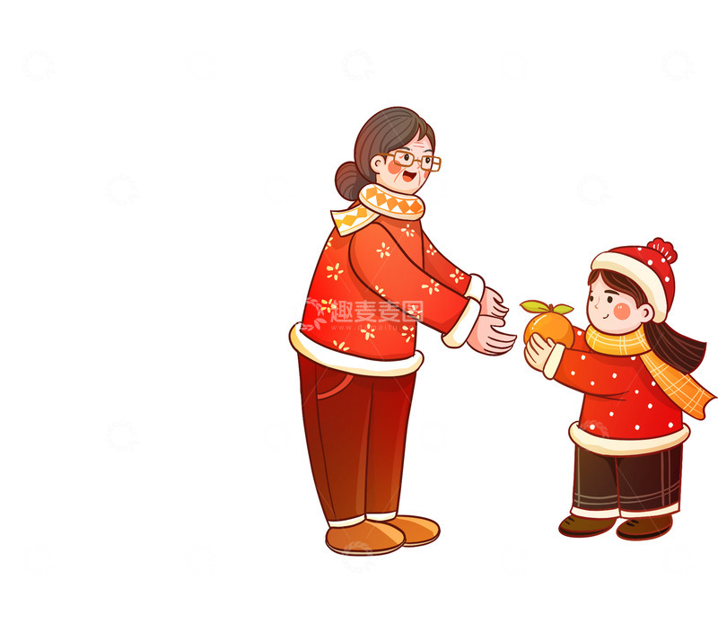 源文件下载【趣麦麦图】孝敬爱心奶奶女孩