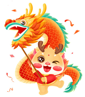 龙年IP龙年大吉金龙卡通可爱舞龙
