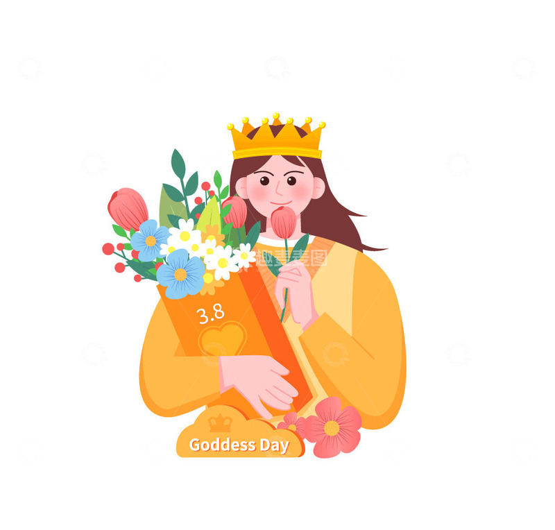 源文件下载【趣麦麦图】38女神节 妇女节 卡通人物 扁平 手绘