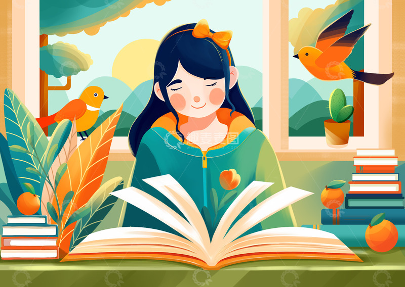 源文件下载【趣麦麦图】世界读书日插画背景