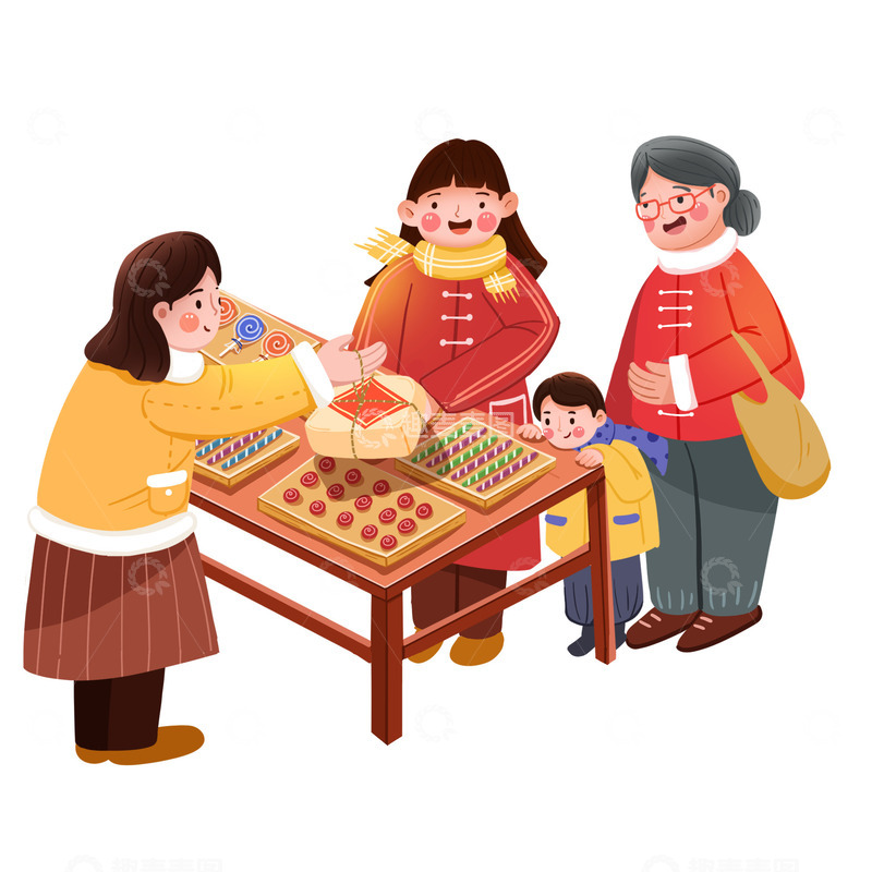 源文件下载【趣麦麦图】逛集市买东西元素