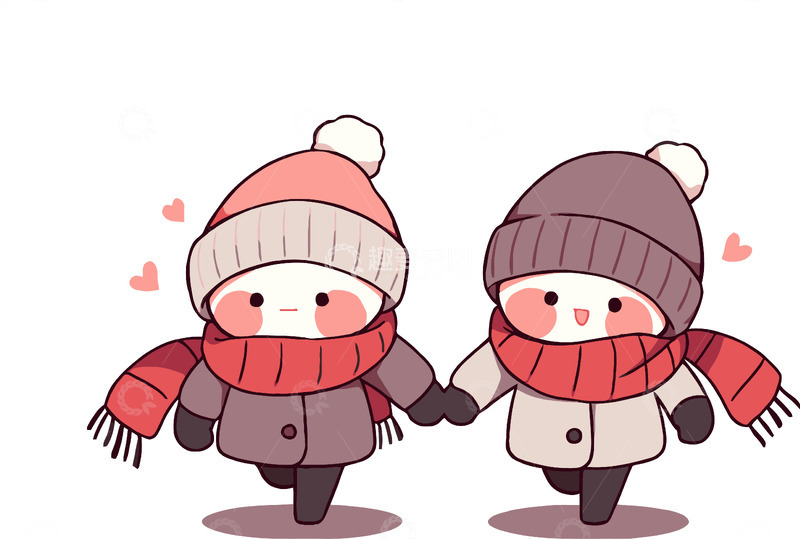 源文件下载【趣麦麦图】情人节情侣牵手卡通