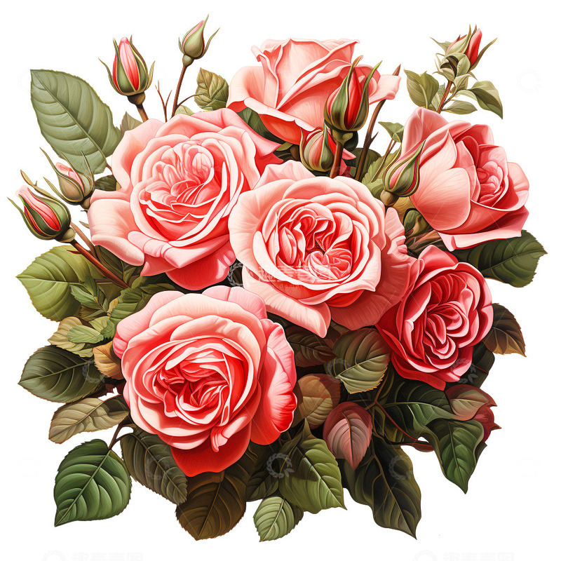 源文件下载【趣麦麦图】复古玫瑰花束