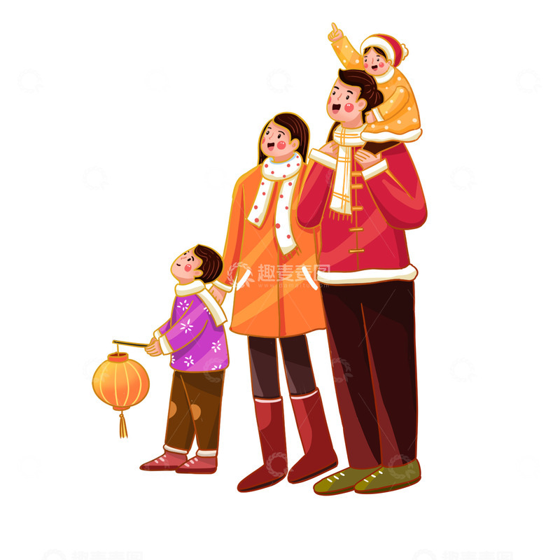 源文件下载【趣麦麦图】一家人元宵节看灯展