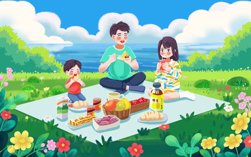 春天踏青家庭野餐郊游