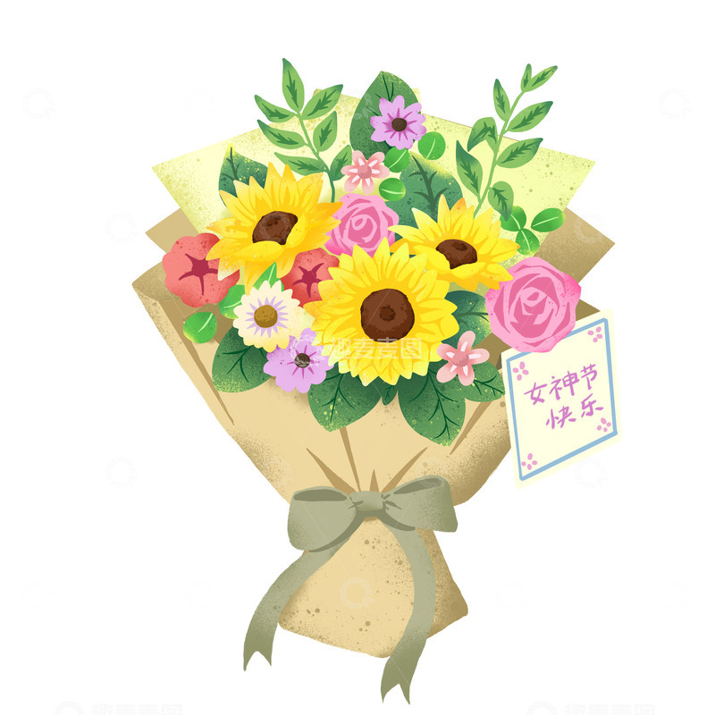 源文件下载【趣麦麦图】肌理感妇女节花束