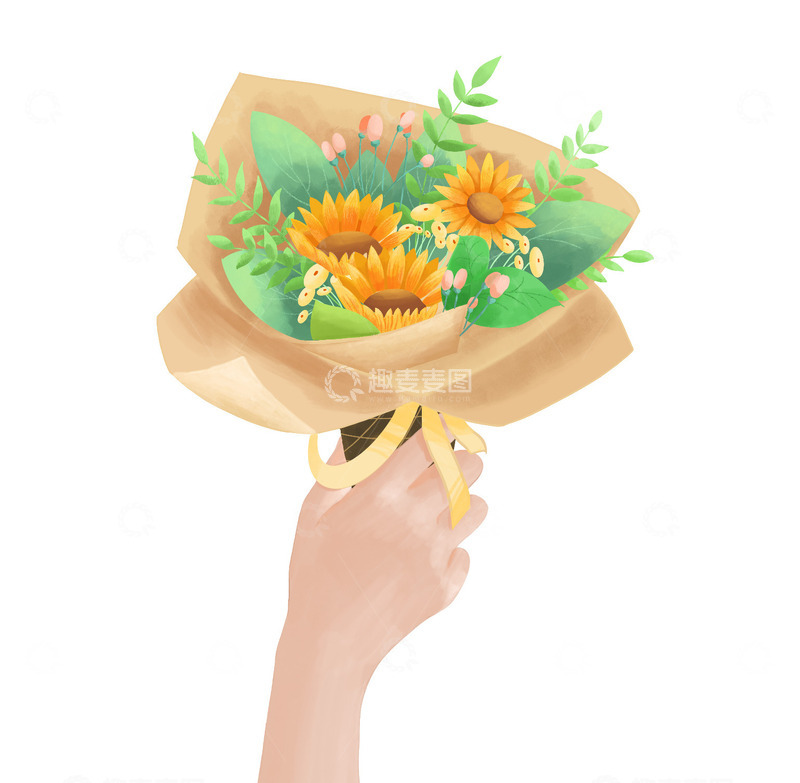 源文件下载【趣麦麦图】女神节花束手绘鲜花妇女节女王节