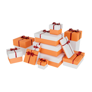 促销活动礼品盒堆3D立体装饰元素