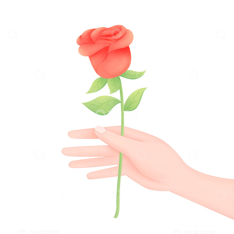 源文件下载【趣麦麦图】妇女节手持玫瑰花