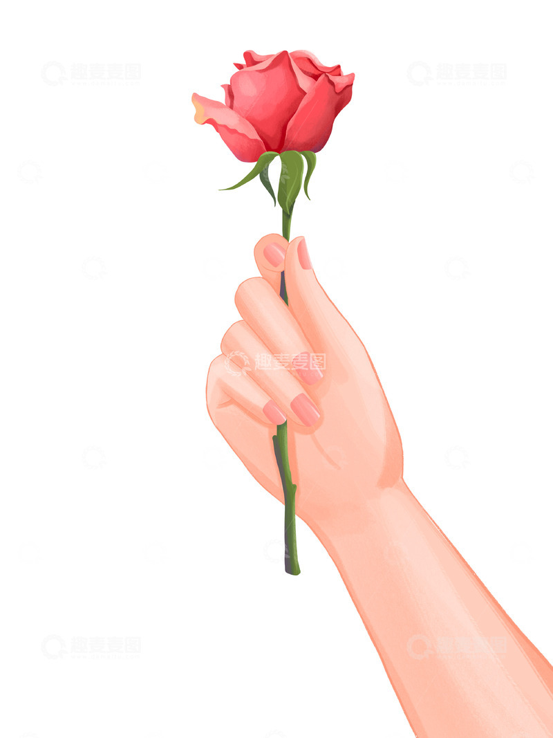 源文件下载【趣麦麦图】女神节手持花束