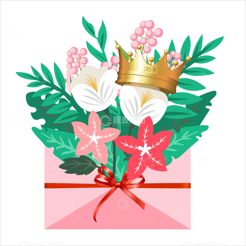 源文件下载【趣麦麦图】手绘女王信封