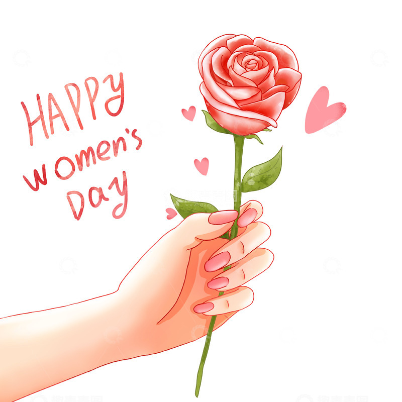 源文件下载【趣麦麦图】女神节手持花束