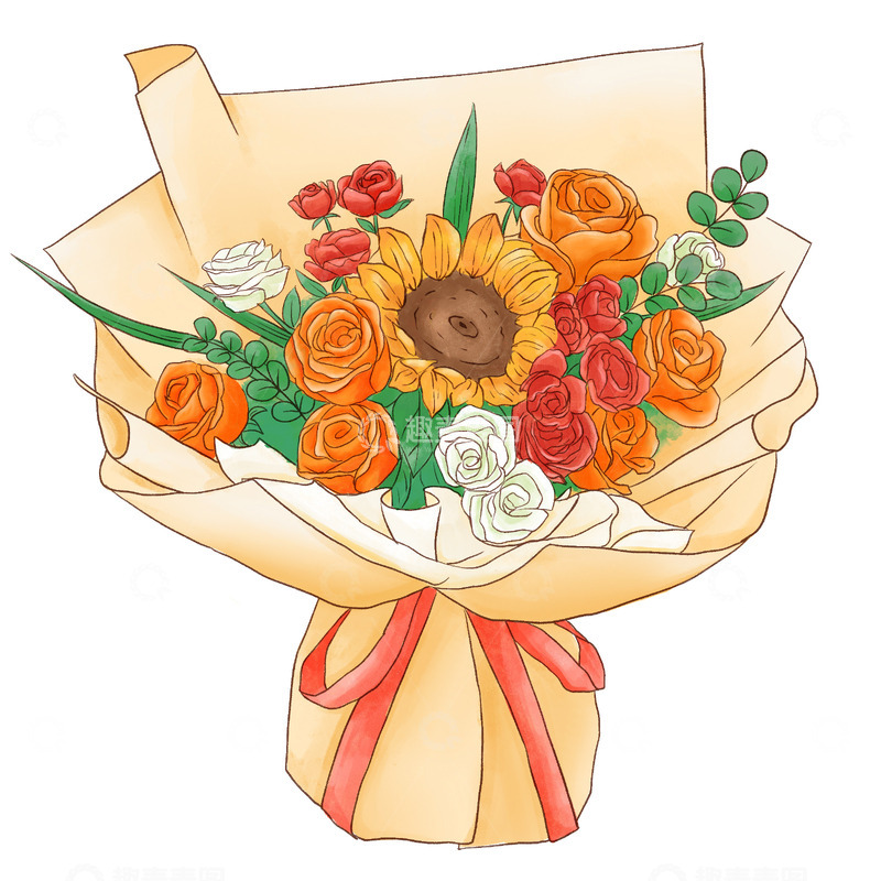 源文件下载【趣麦麦图】妇女节女神节鲜花花束插画