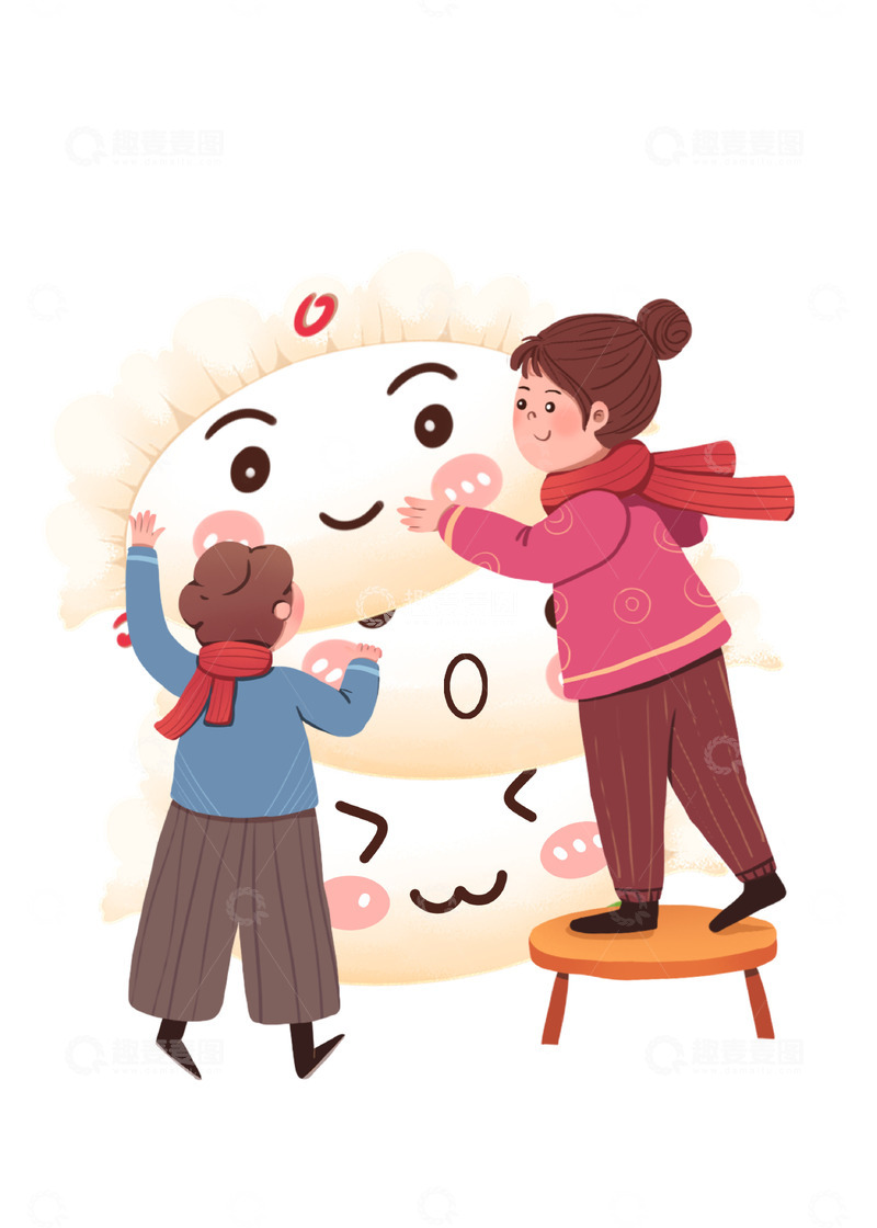 源文件下载【趣麦麦图】春节饺子人物插画元素